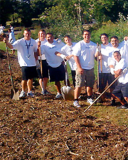 Bearcat Football Builds Trail at Wallace Marine Park during United Way Days of Caring