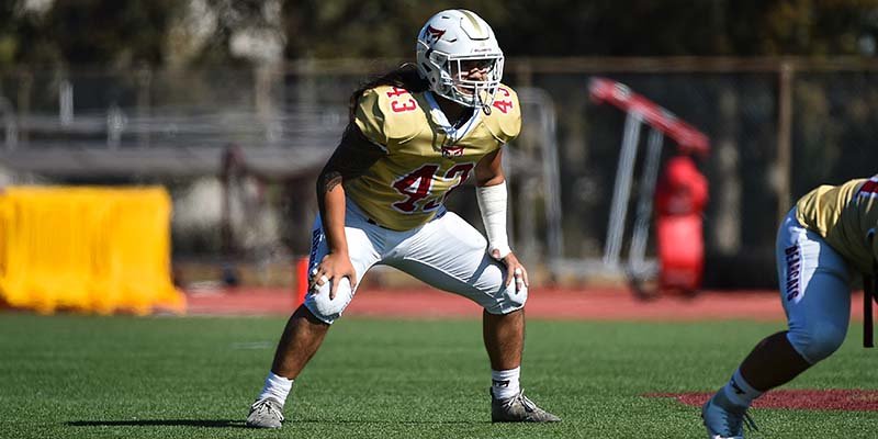 Linebacker La'Akea Like is ready for the next play on defense.